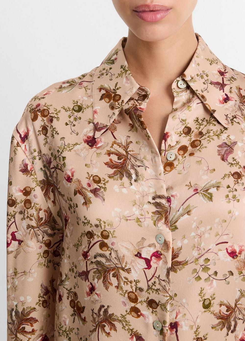 Orchid Vine Silk Bias Long-Sleeve Blouse Product Image