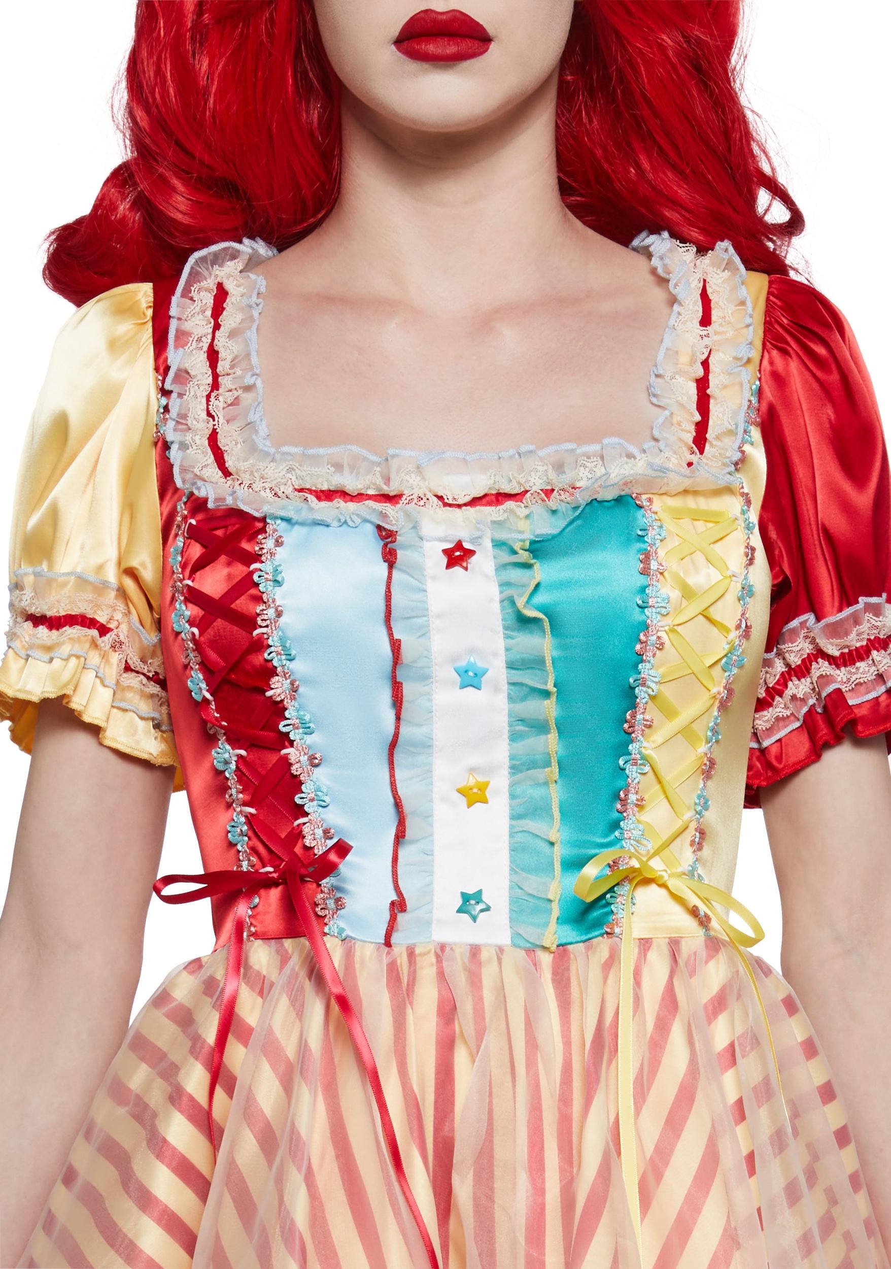 Womens Sexy Scary Halloween Creepy Clown Costume Trickz N Treatz - Multi Product Image