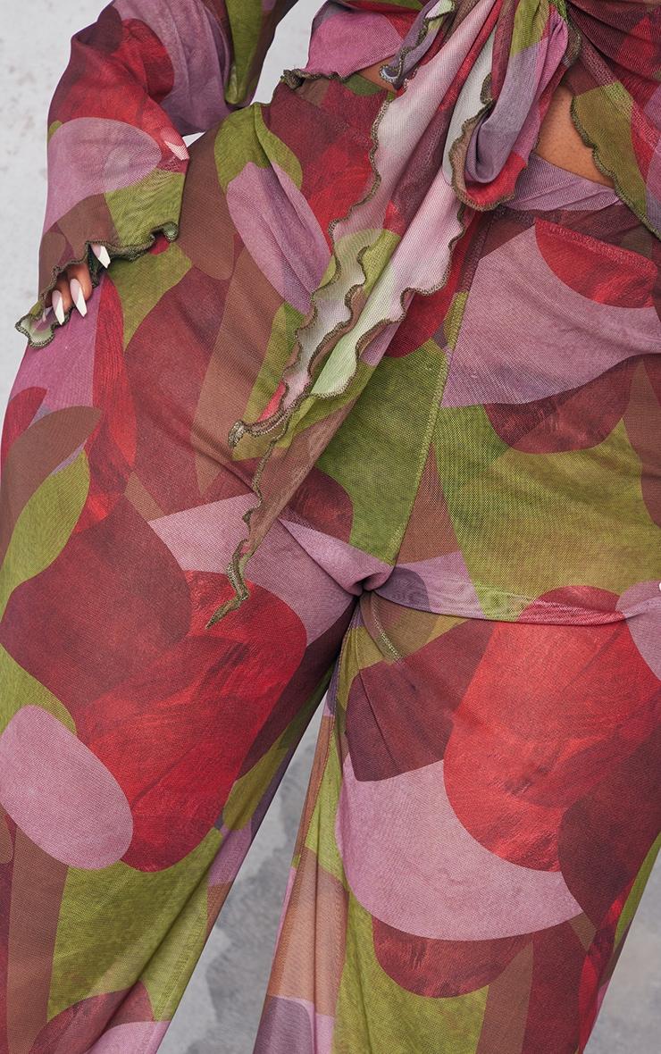  Plus Multi Print Mesh Wide Leg Pants Product Image