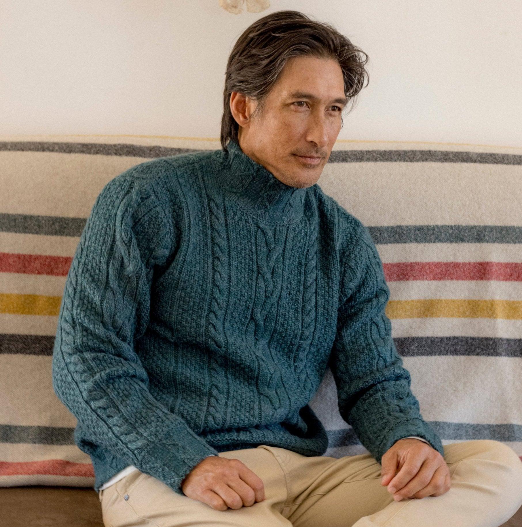 Fisherman Cable Turtleneck - Bottle Green Product Image