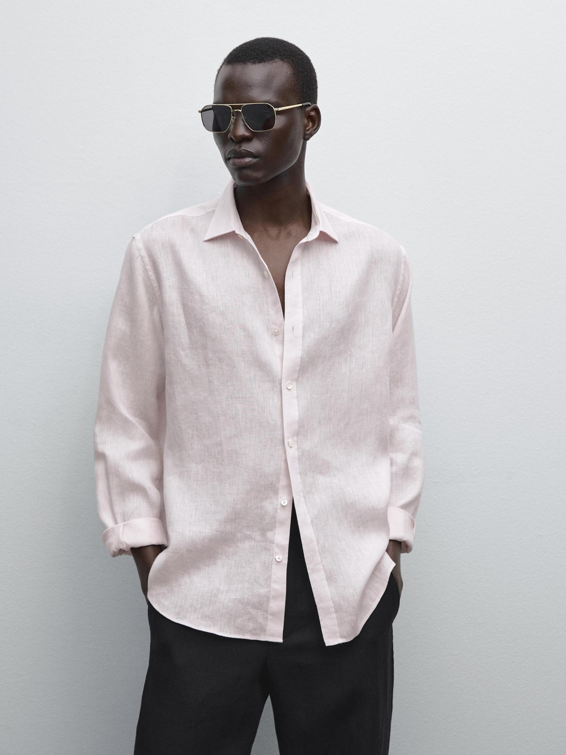 100% linen regular fit shirt Product Image