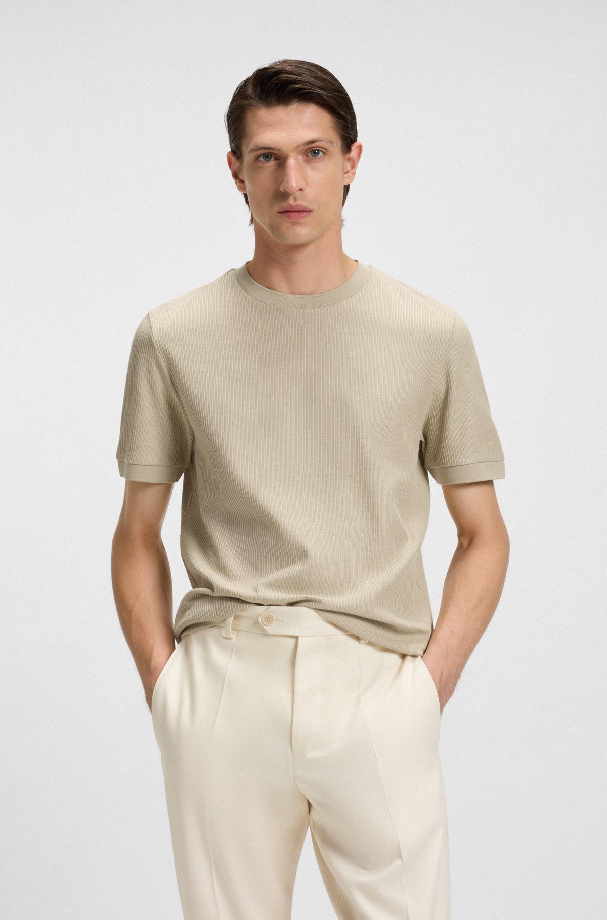 Regular-fit T-shirt in structured cotton Product Image
