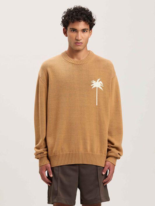 BACK PALMS KNIT SWEATER BEIGE - OFF WHIT Product Image