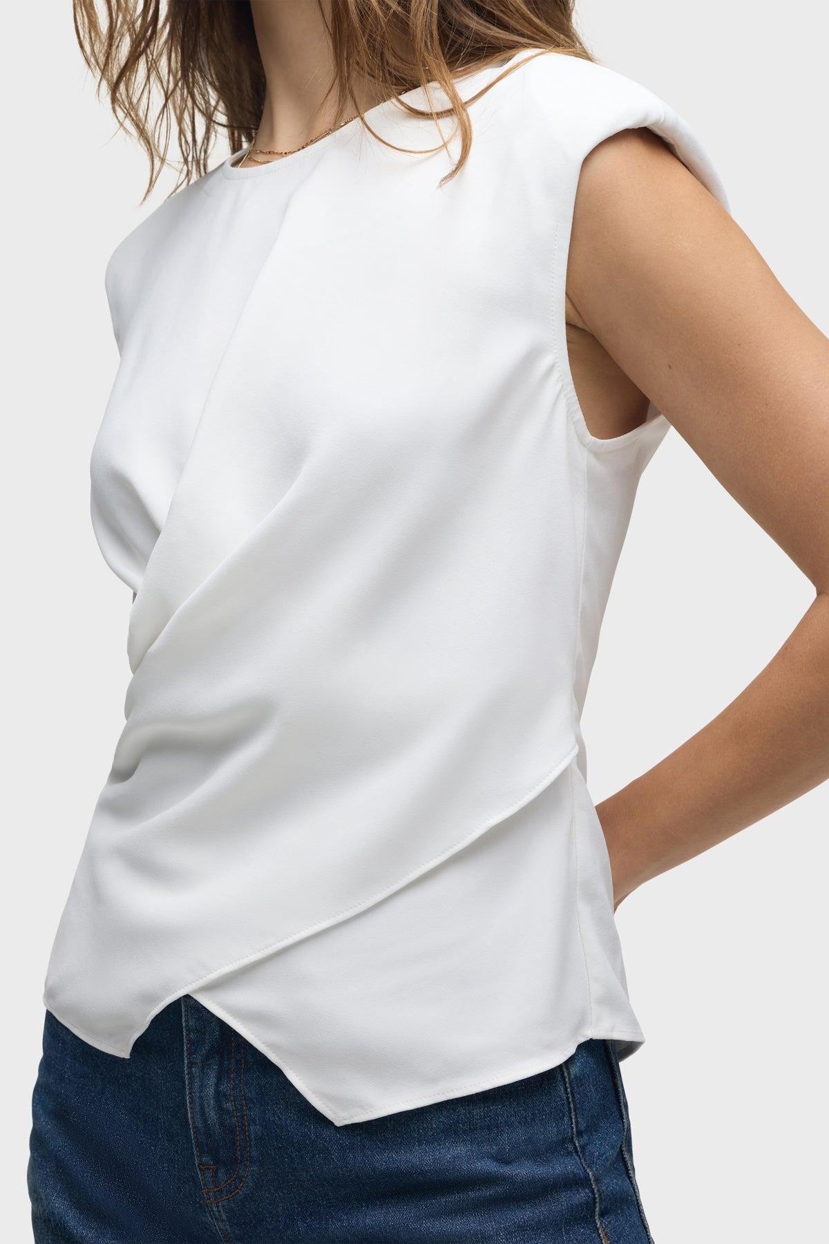 Shoulder Padded Wrap Sleeveless Tee Female Product Image