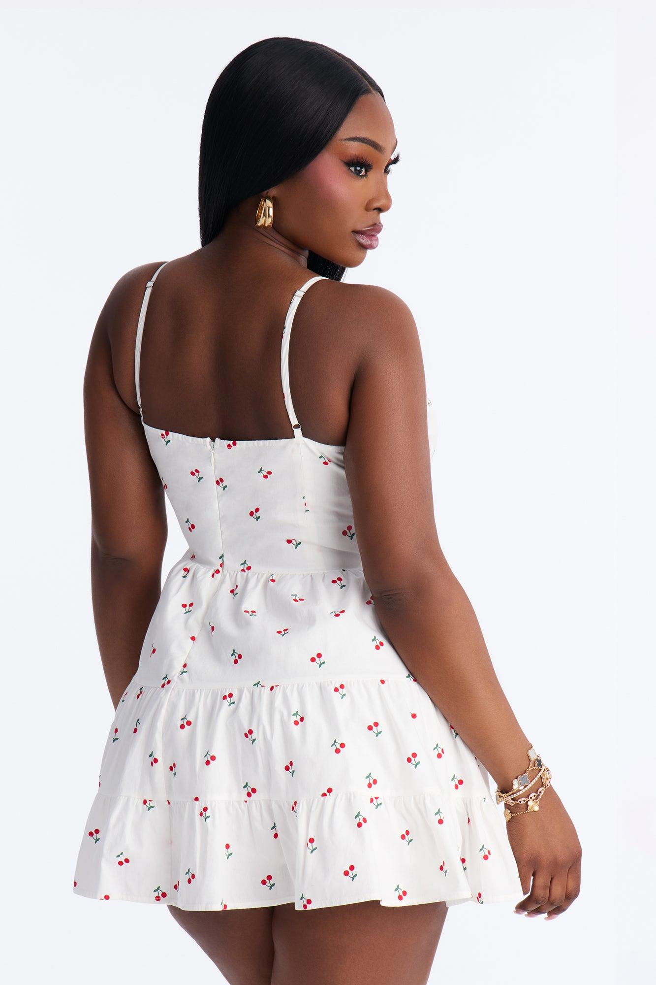 Shelby Cherry Mini Dress - White/combo Female Product Image
