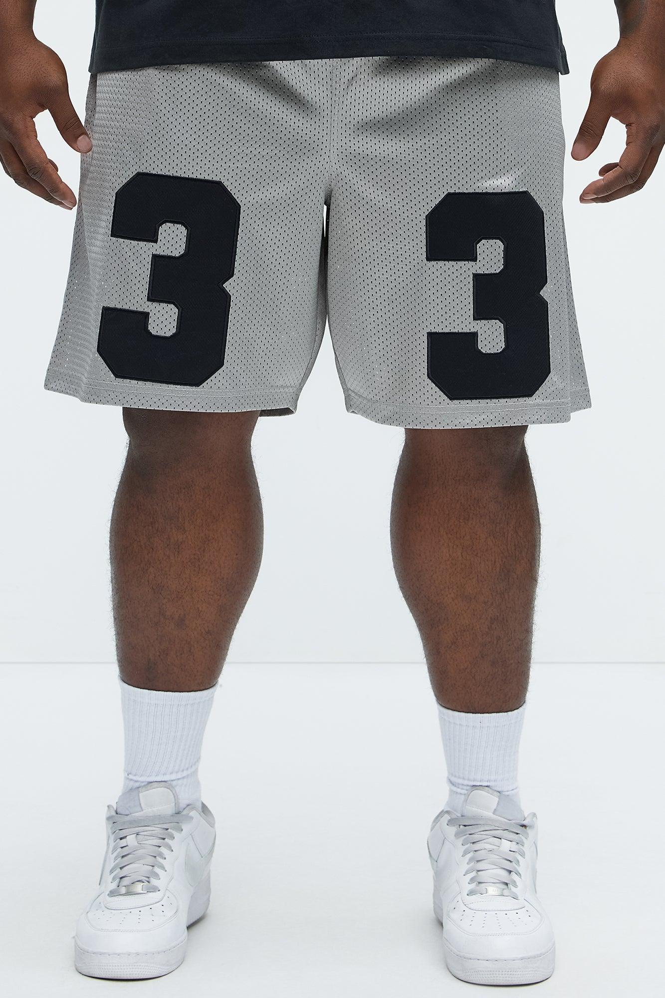 Varsity Player Relaxed Mesh Shorts - Grey Product Image