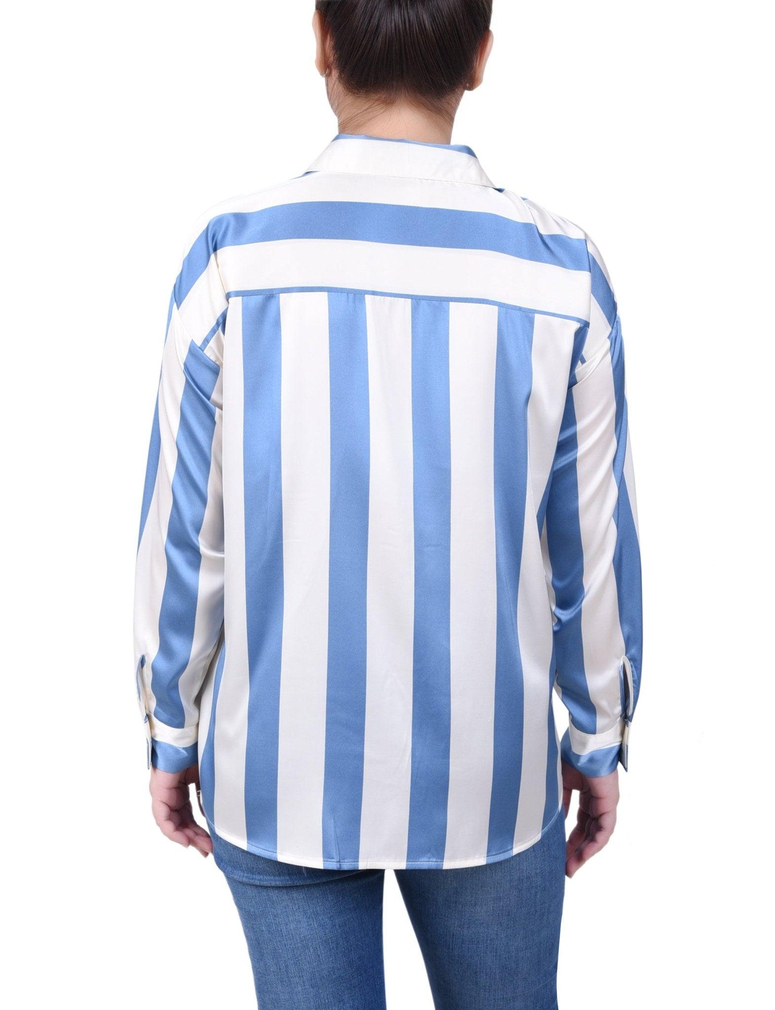 3/4 Length Sleeve Roll Tab Satin Blouse - Petite Product Image