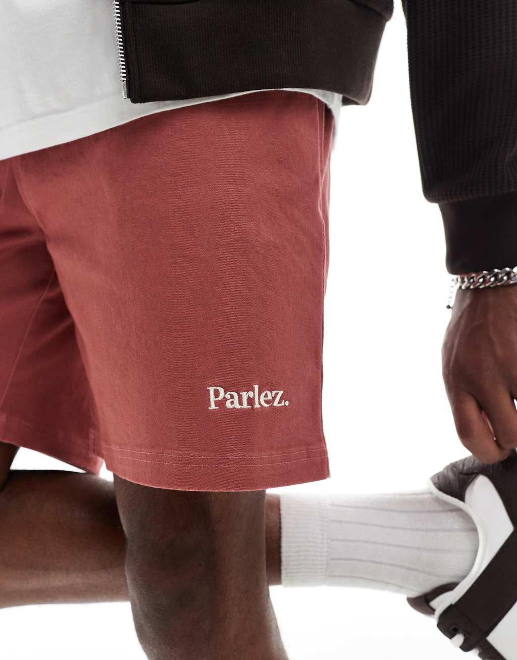 Parlez Wilmot drawstring logo shorts in rust Product Image
