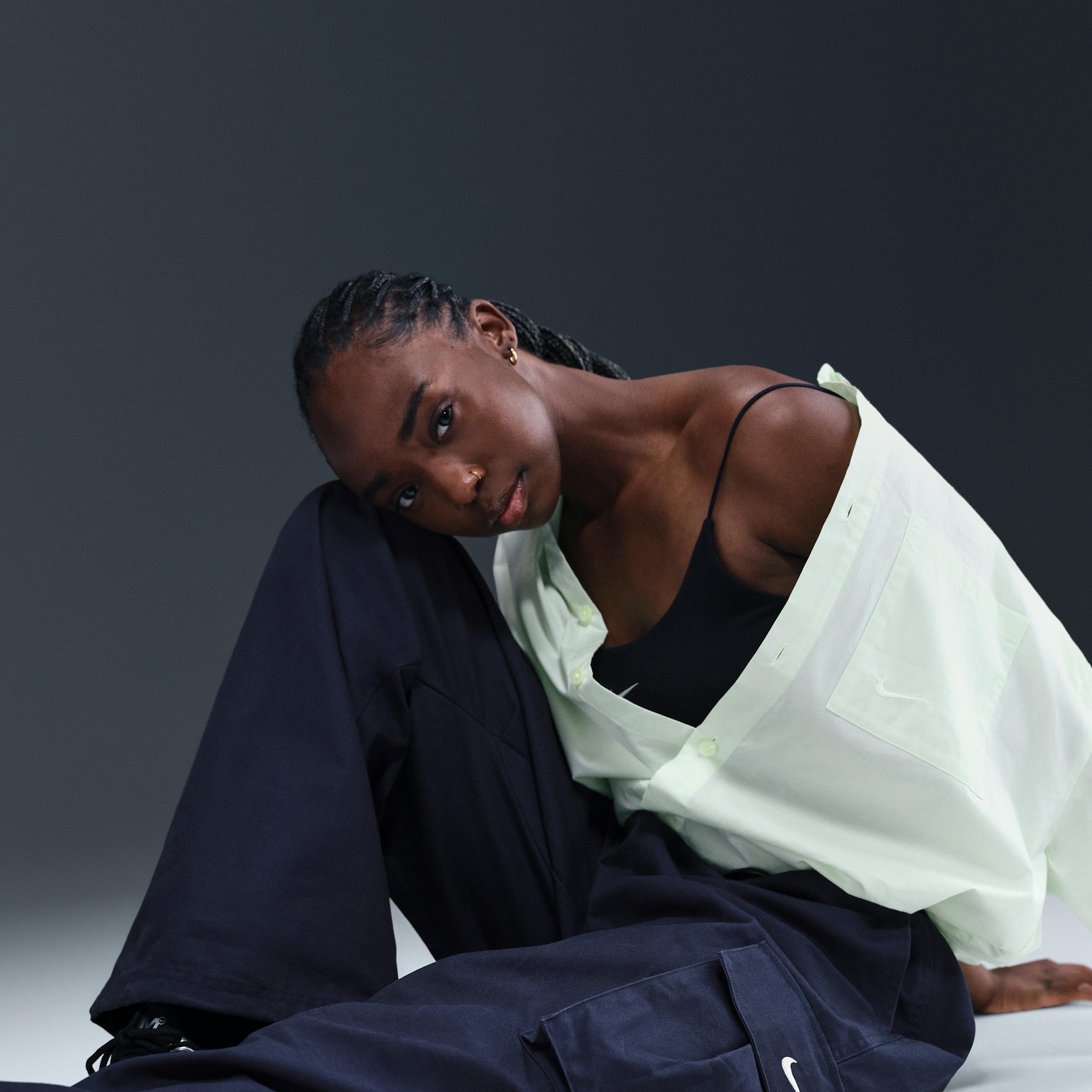 Womens Nike Sportswear Mid-Rise Oversized Woven Cargo Pants | HV1966-410 Product Image