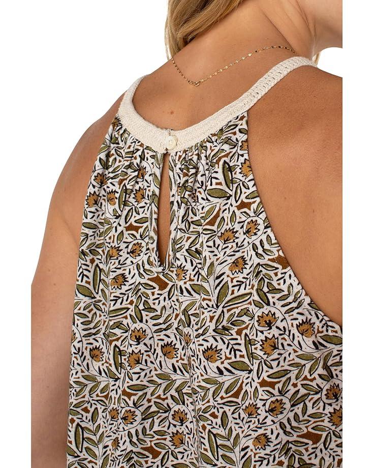 Women's Liverpool Los Angeles Sleeveless Woven Halter with Crochet Top Product Image