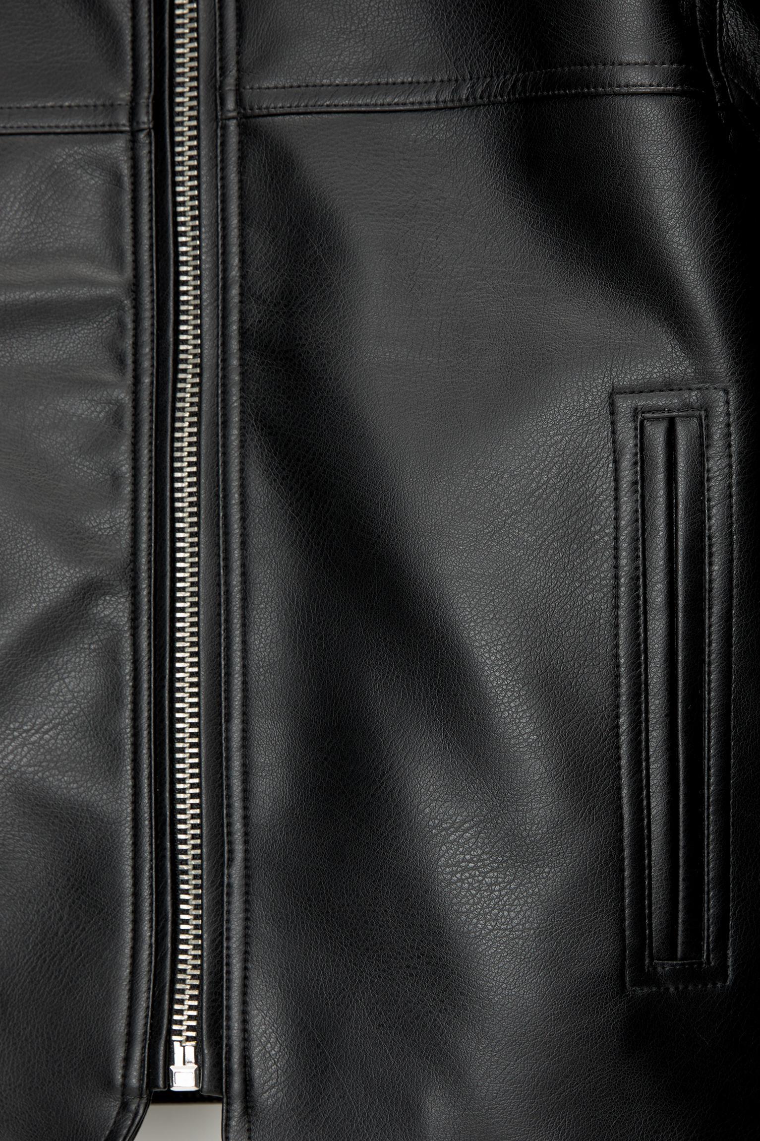 Cropped faux leather jacket Product Image