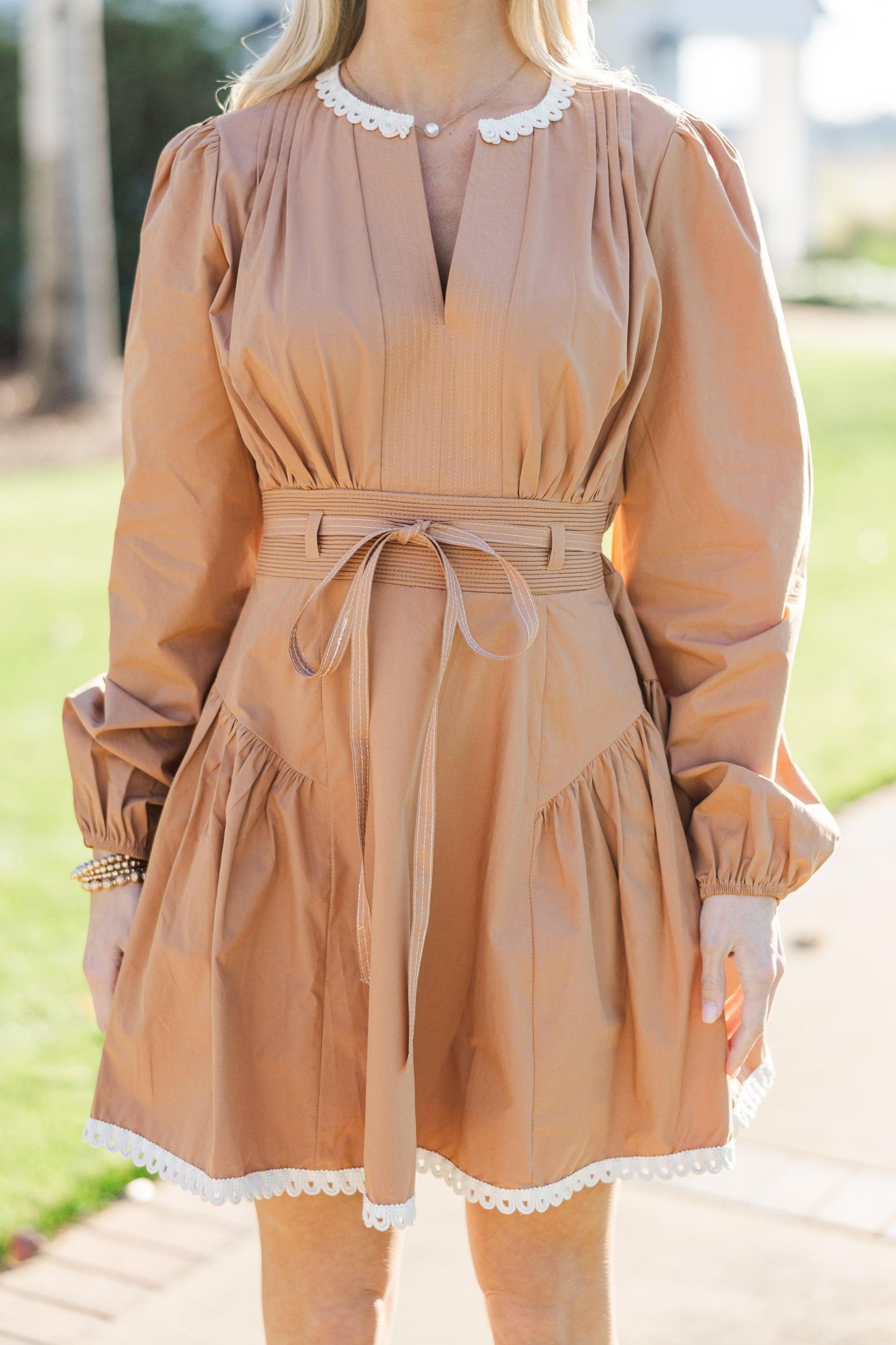 Just What You See Mocha Brown Crochet Dress Female Product Image