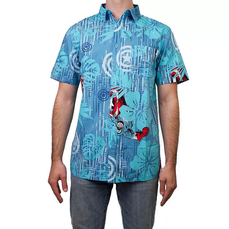 Men's Avengers Hawaiian Button Up, Size: XXL, Blue Product Image