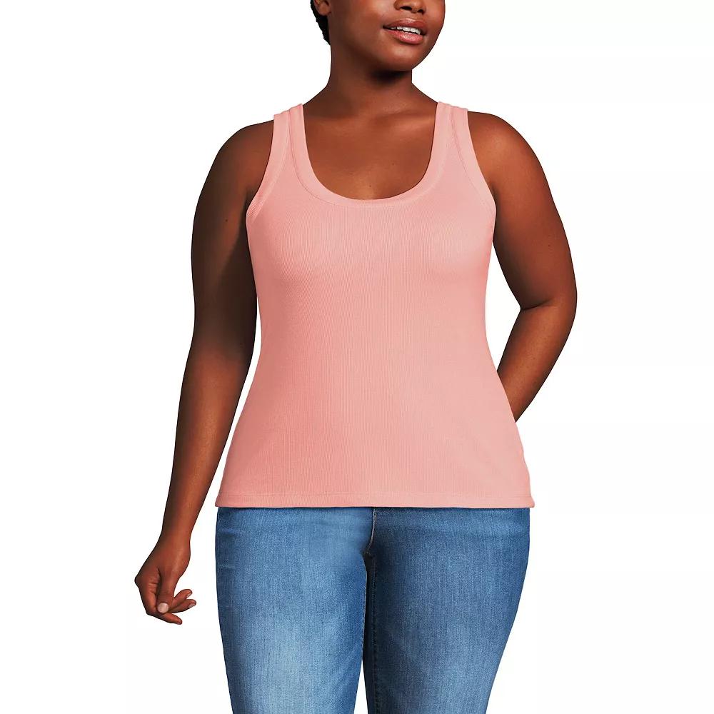 Plus Size Lands' End Drapey Rib Fitted Tank Top, Women's, Size: 1XL, Light Purple Product Image