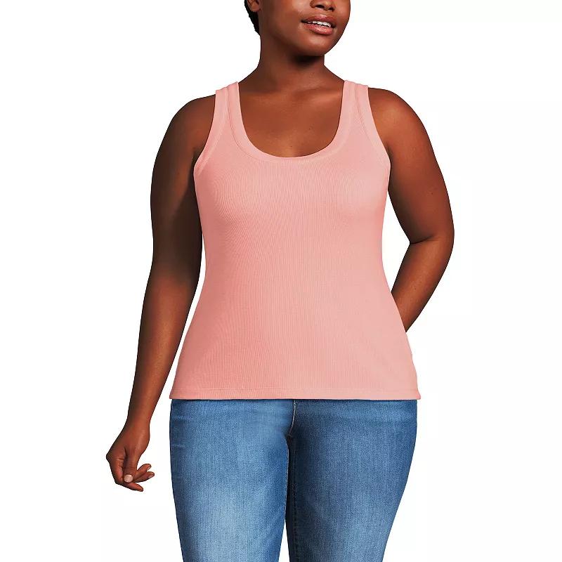 Plus Size Lands' End Drapey Rib Fitted Tank Top, Women's, Size: 1XL, Light Purple Product Image