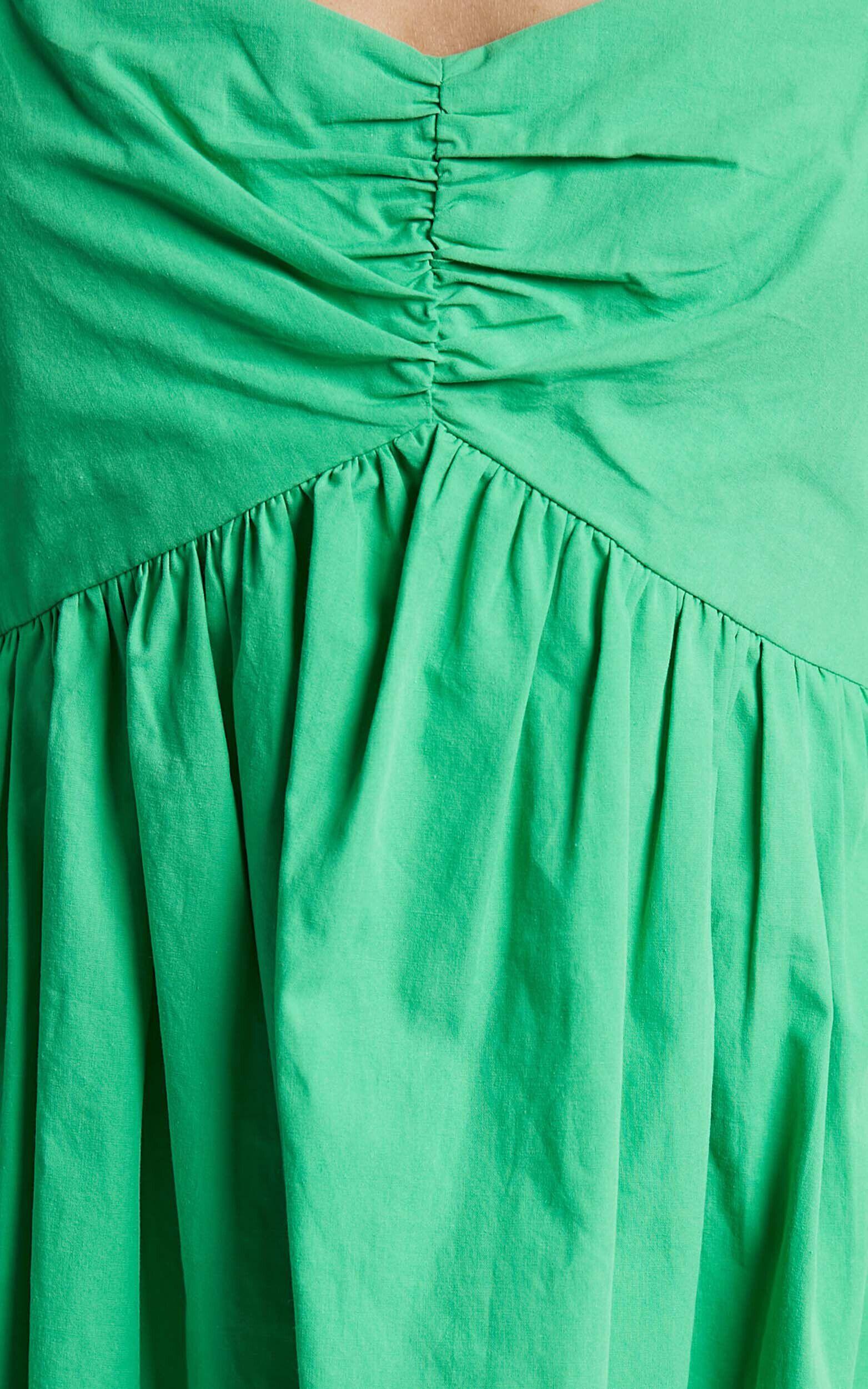 Vashti Mini Dress - Puff Sleeve Sweetheart Dress in Green Product Image