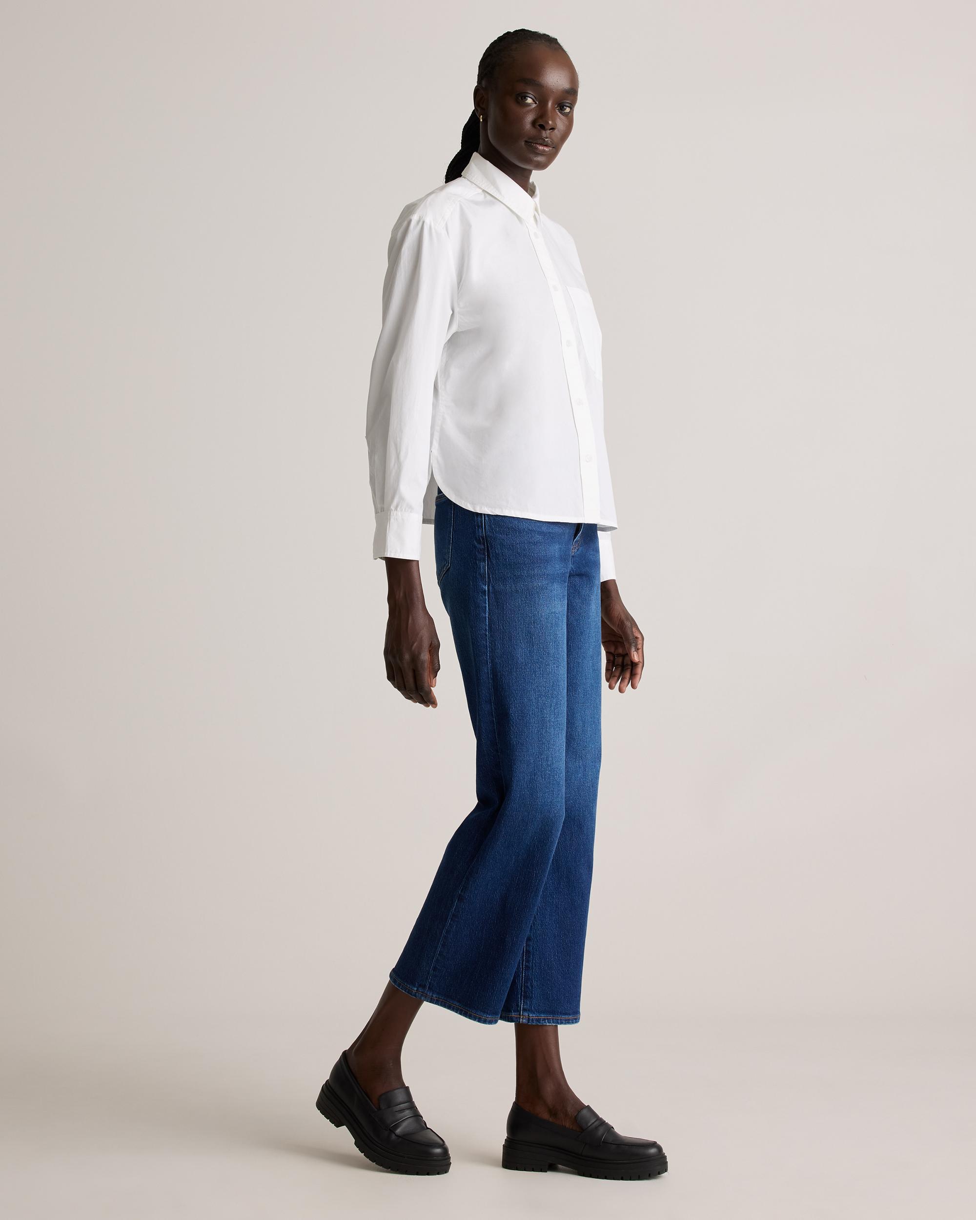 Quince | Women's Poplin Cropped Long Sleeve Shirt Organic Cotton Product Image