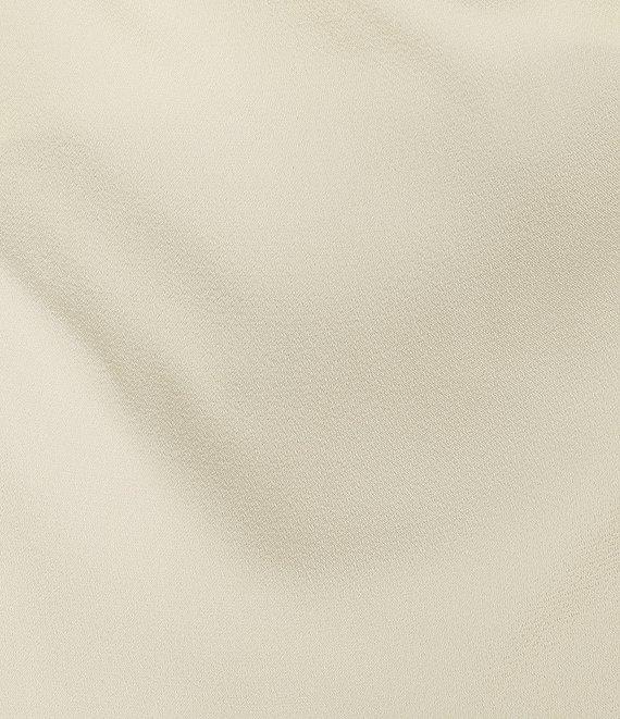 Donna Karan Draped Satin Sleeveless Mock Neck Gathered Shoulder Blouse Product Image