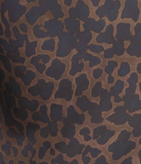 Gianni Bini Haven Satin Leopard Print V-Neck Sleeveless Full Length Slip Dress Product Image
