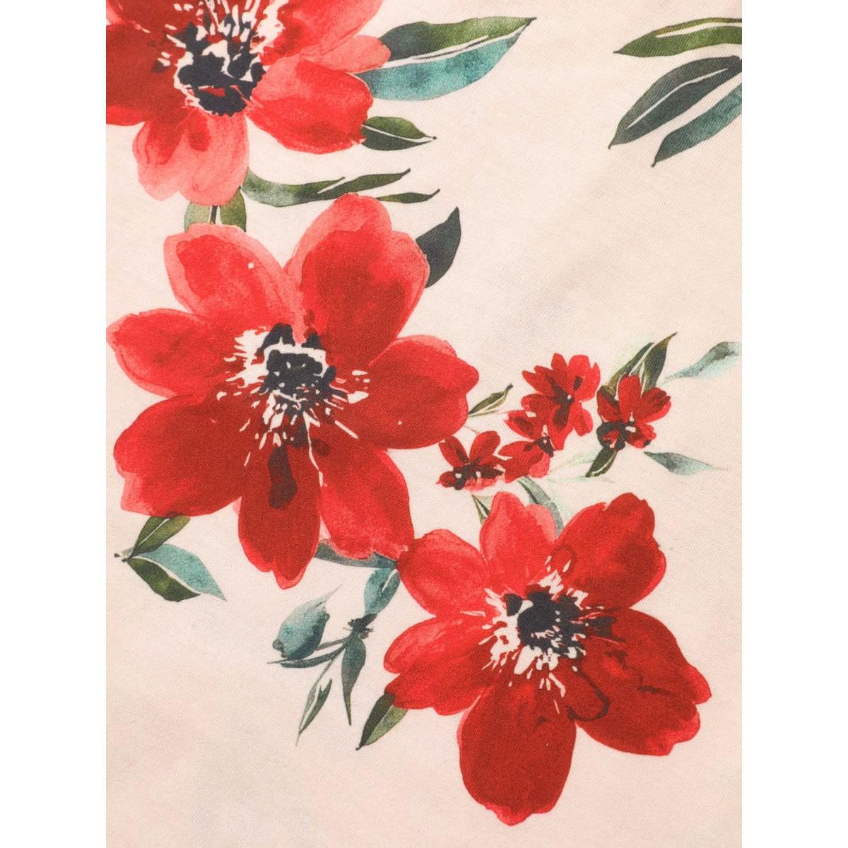 Plus Size Dreamy Floral Print Flowy Pleated T-Shirt Multicolor Women Leisure Gathered Natural Flowers Round Neck Casual T-shirts BloomChic 28/5X Product Image