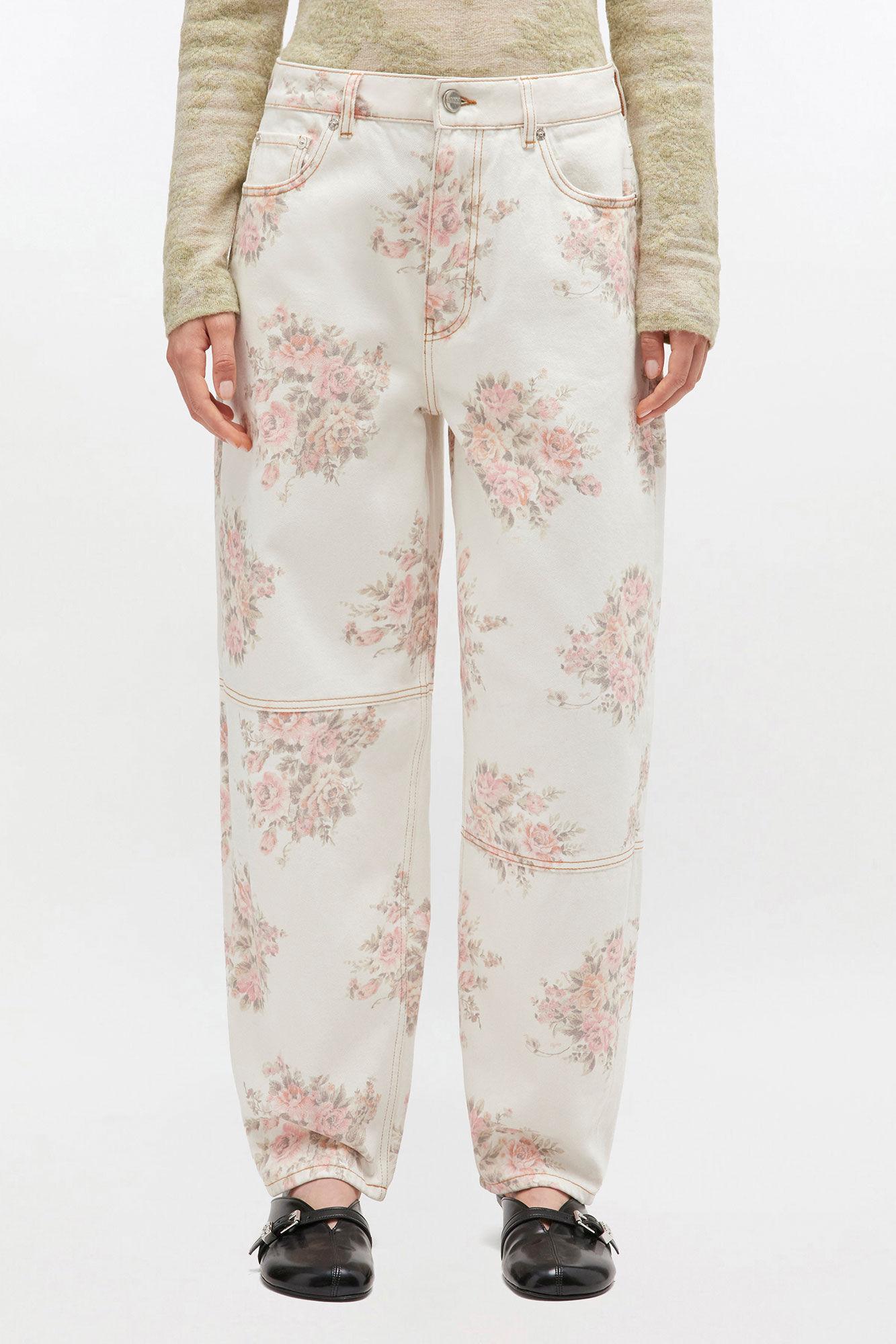 Floral Printed Stary Jeans Product Image