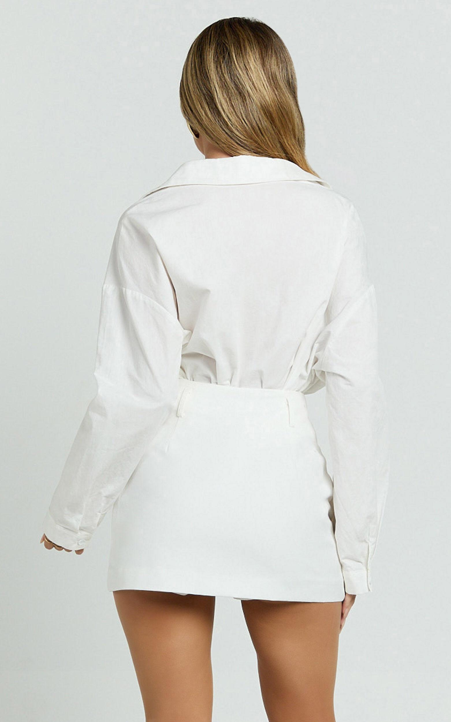 Haidy Skort - Mid Waisted Tailored Mini Skort in White Product Image