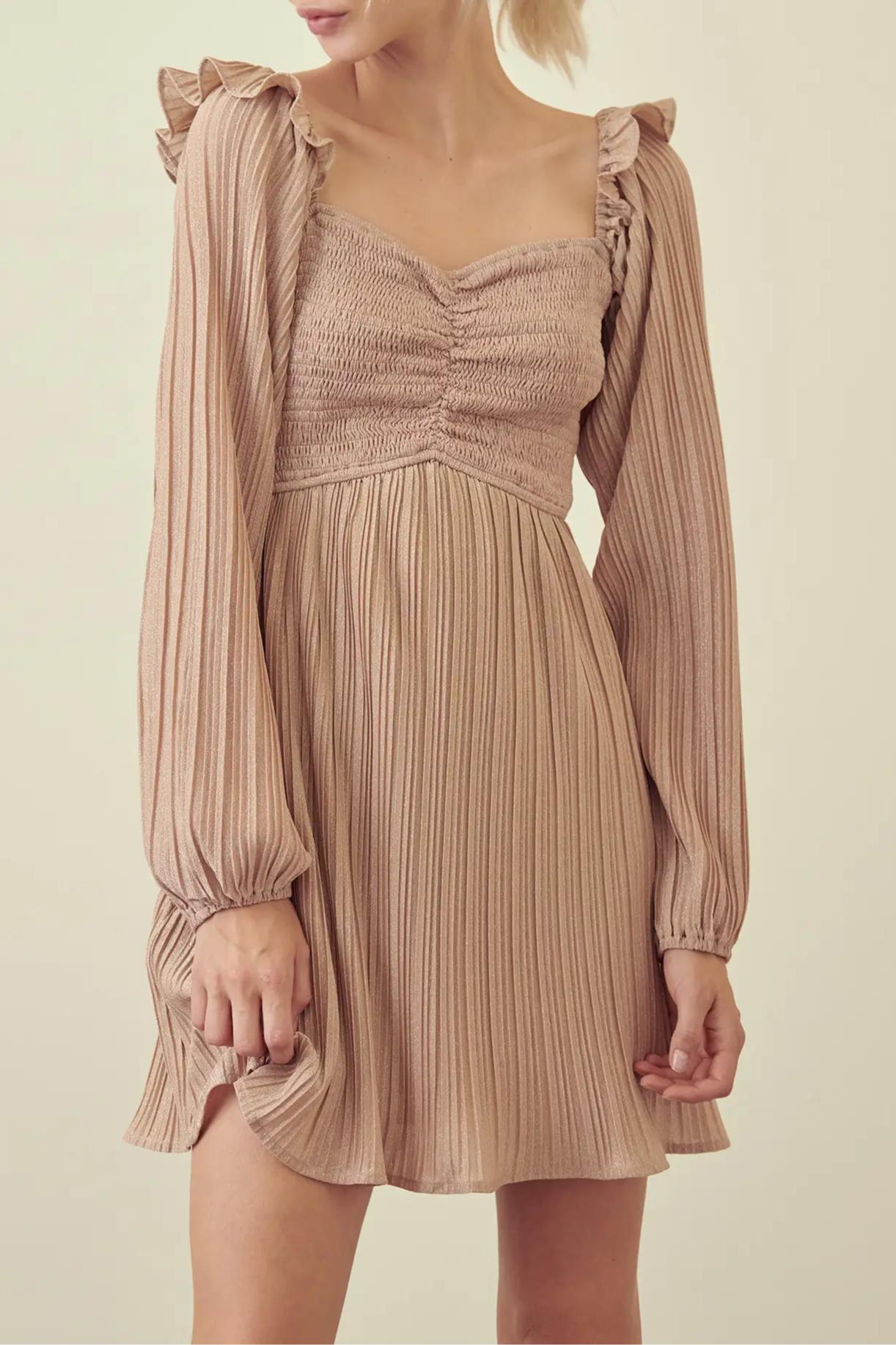 Rose Smocked Pleated Dress Product Image