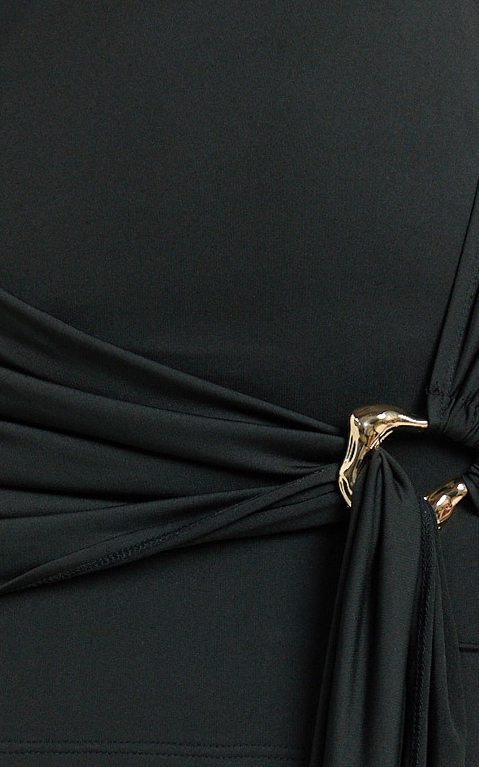 Lilian Mini Dress - One Shoulder Bodycon Dress with Hardware Detail in Black Product Image