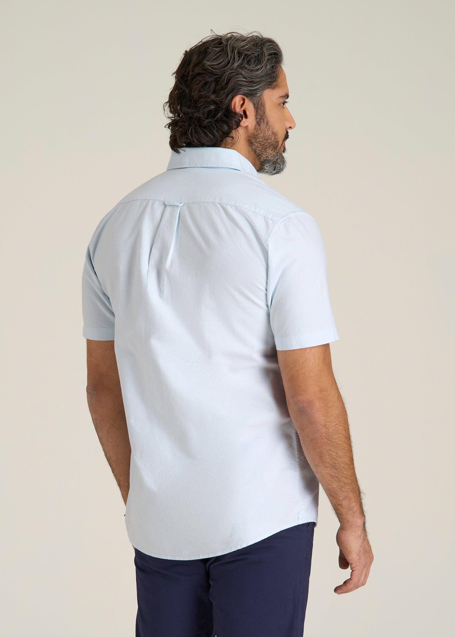 Short Sleeve Oxford Button Shirt For Tall Men in Light Blue Male Product Image