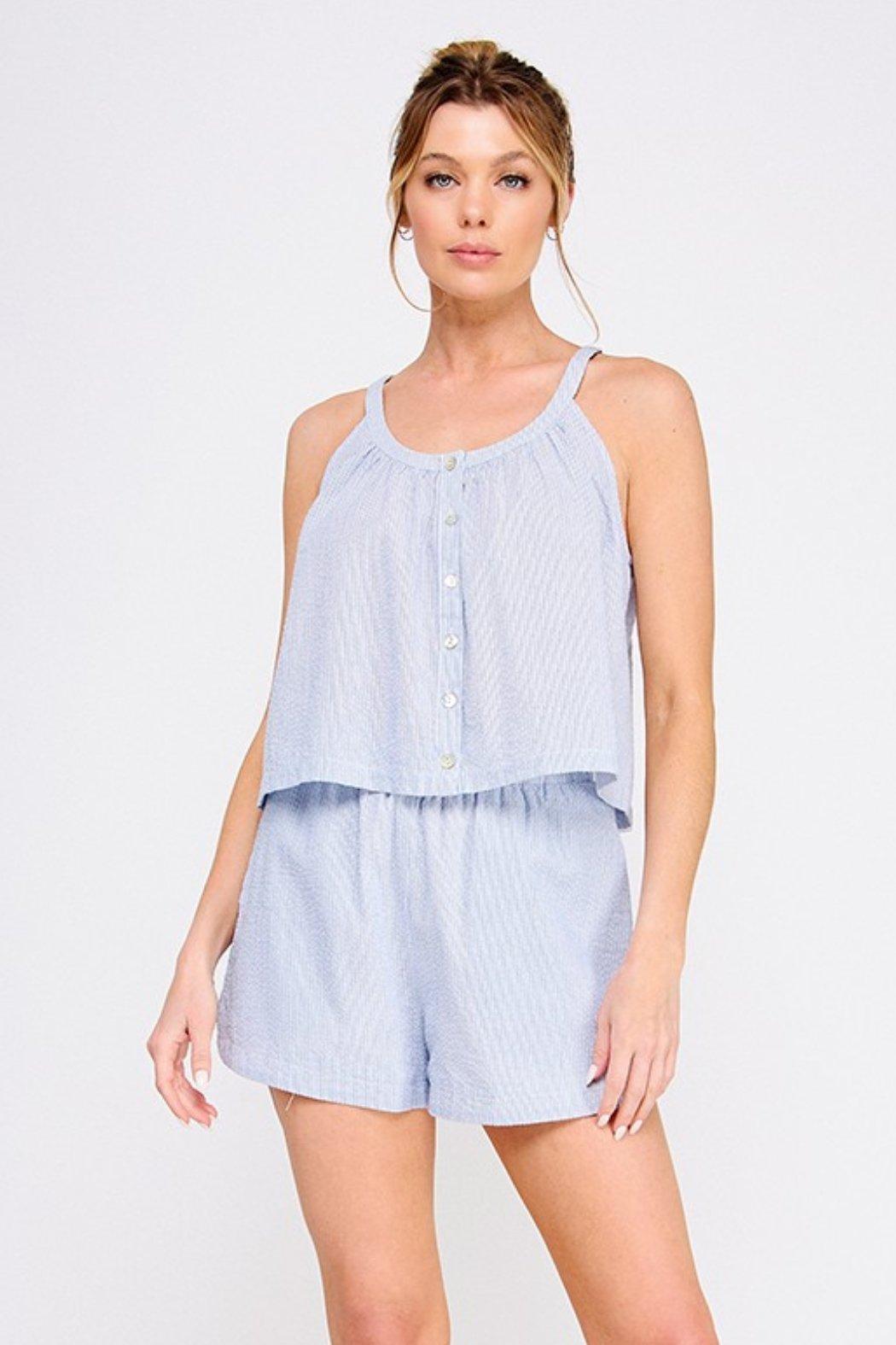 Pinstripe Elastic Waist Short Product Image