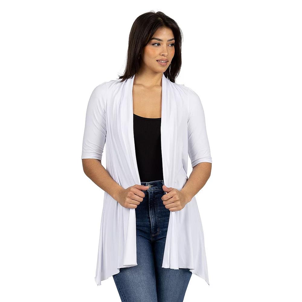 Women's 24Seven Comfort Apparel Loose Fit Open Front Cardigan with Half Sleeve,  Product Image