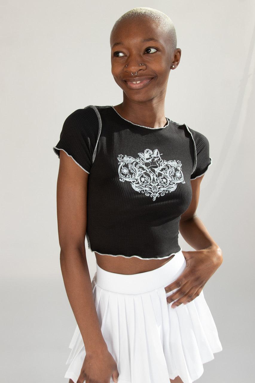 Floral Cupid Ribbed Graphic Tee Product Image