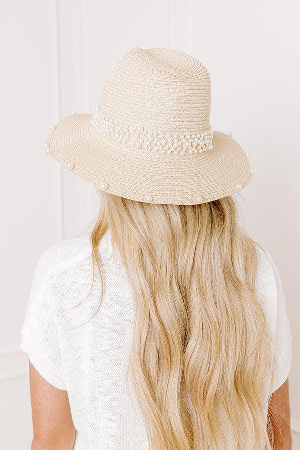 Charming Glance Pearl Embellished Raffia Woven Fedora Product Image