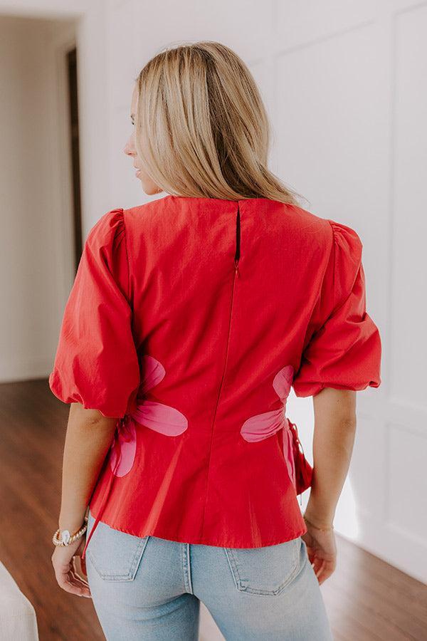 Make A Statement Floral Peplum Top In Red Product Image