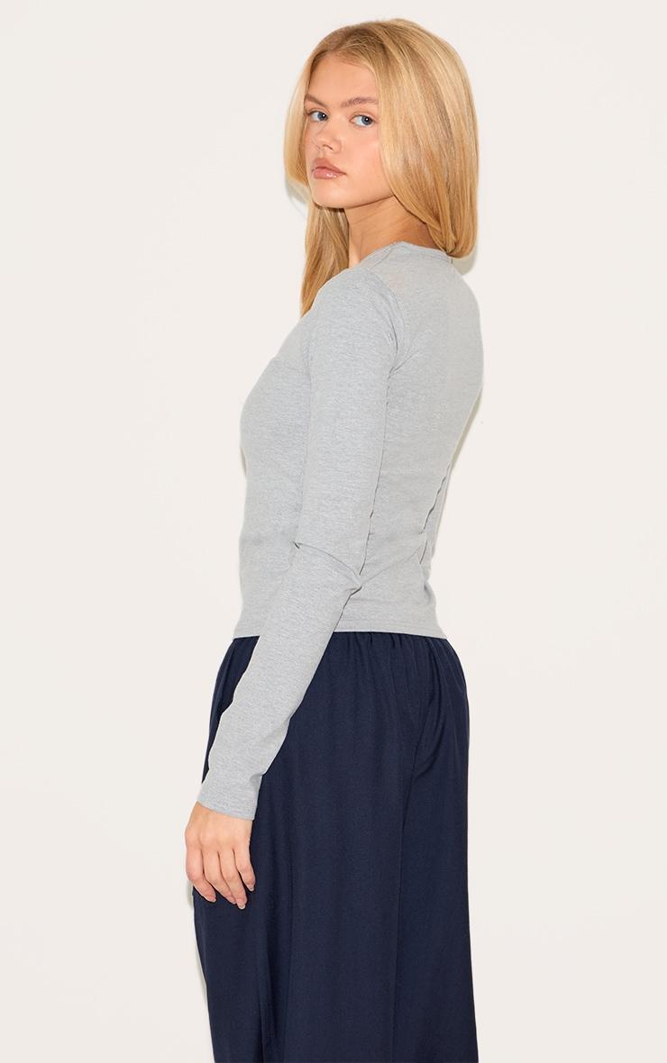 Ash Grey Premium Cotton Fitted Long Sleeve T-shirt Product Image