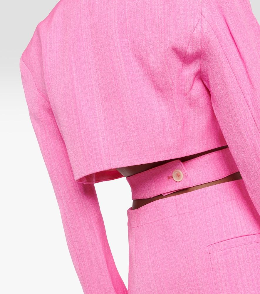 JACQUEMUS Bari Cutout Single-breasted Mini Blazer Dress In Pink Product Image