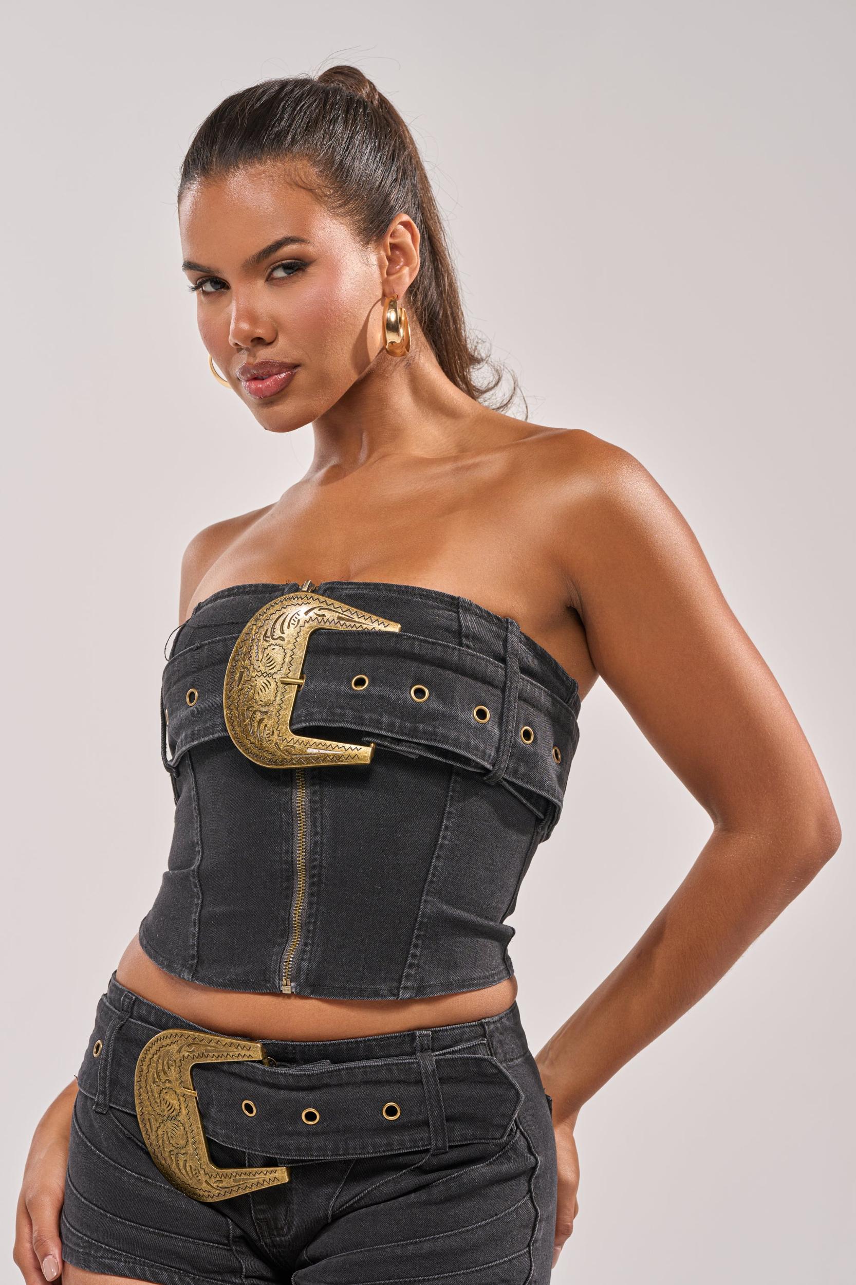 BUCKIN DENIM TUBE TOP Product Image