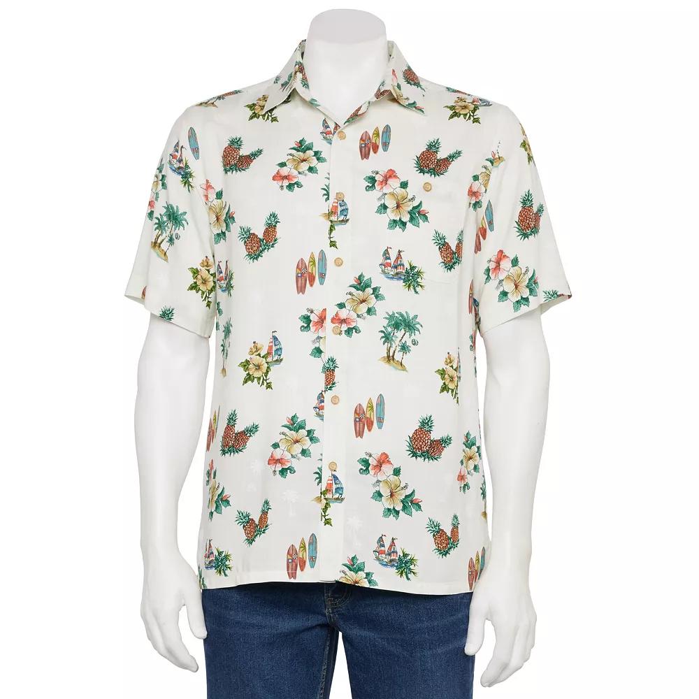 Men's Newport Blue Short Sleeve Button-Up Shirt, Size: Large, Natural Motifs Product Image