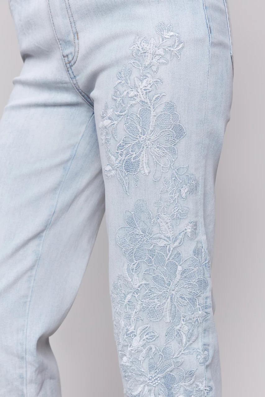 Flower Embroidered Jeans Product Image