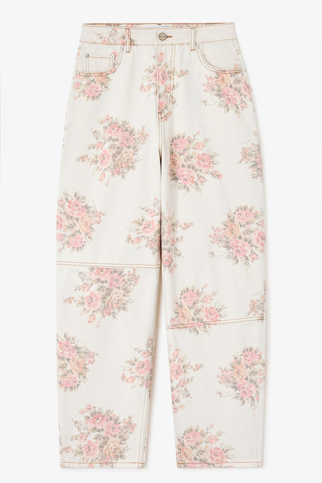 Floral Printed Stary Jeans Product Image