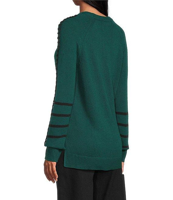 NIC + ZOE Dashing Down Knit Round Neck Long Sleeve Sweater Product Image