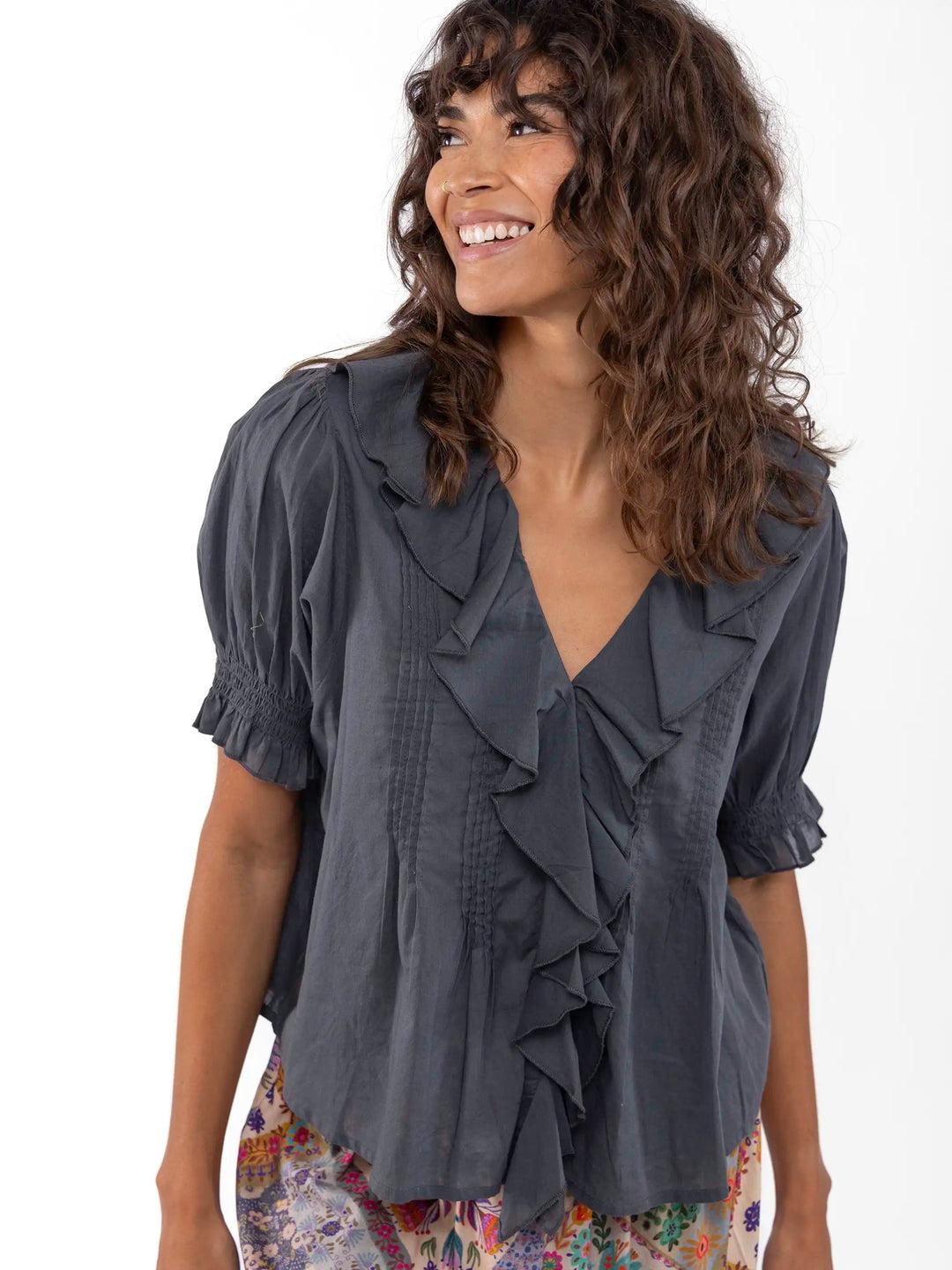 My Favorite Cotton Top - Blue Floral Product Image