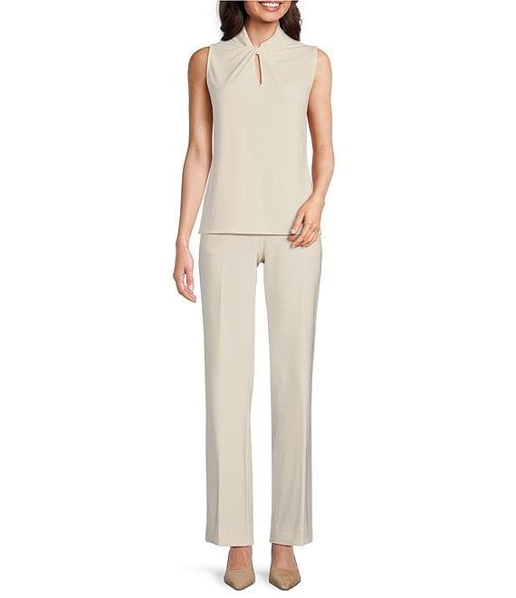 Anne Klein Moss Crepe Keyhole Twist Neck Sleeveless Top Product Image