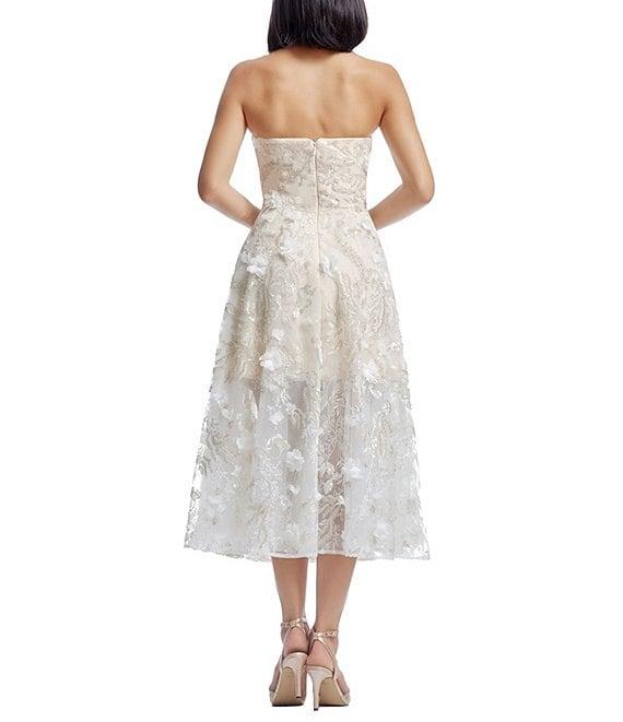 Dress the Population Kailyn Strapless 3D Mesh Fit & Flare Midi Dress Product Image