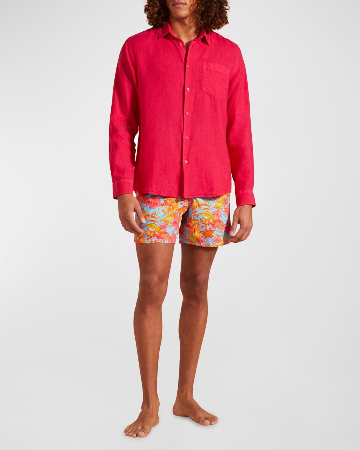 Mens Caroubis Linen Button-Front Shirt Product Image