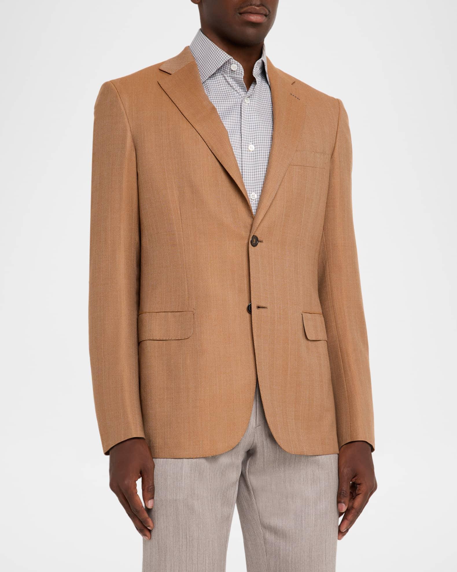 Men's Single-Breasted Herringbone Blazer Product Image