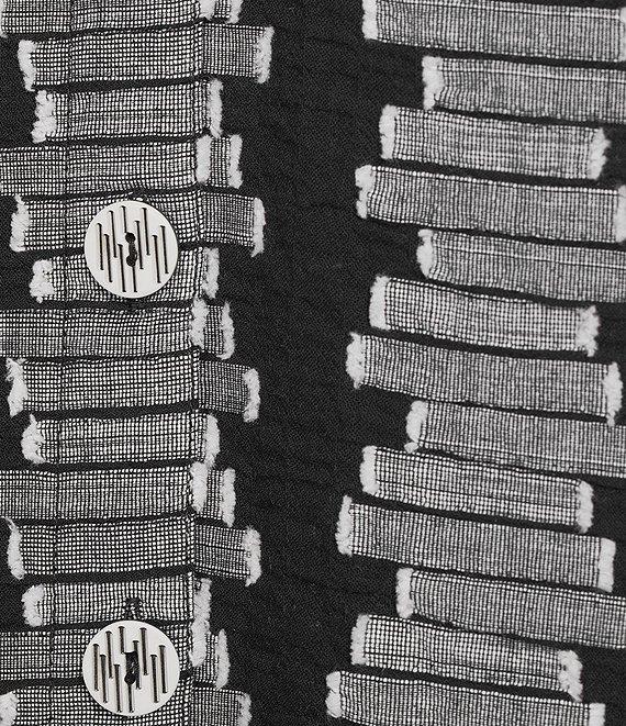 Ali Miles Jacquard Wire Collar 3/4 Cuff Sleeve Button Front Tunic Product Image