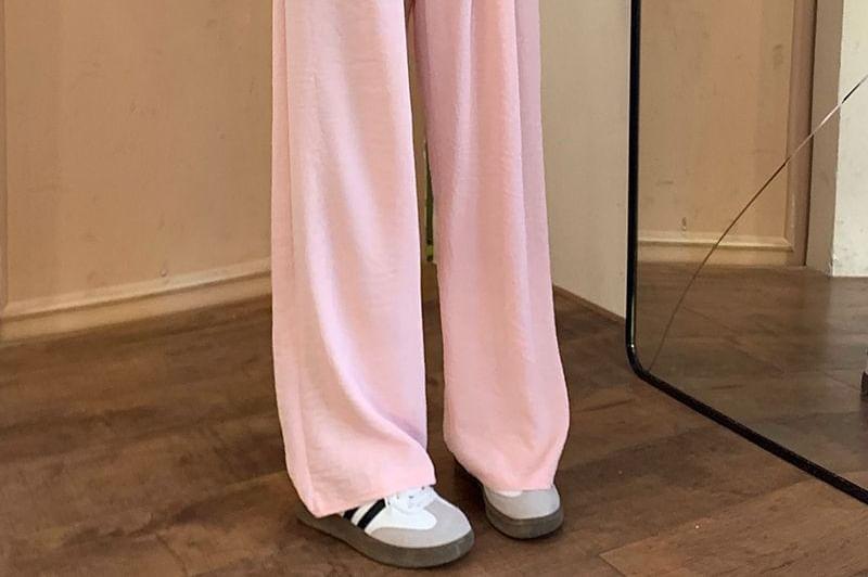 High Waist Plain Wide Leg Pants Product Image