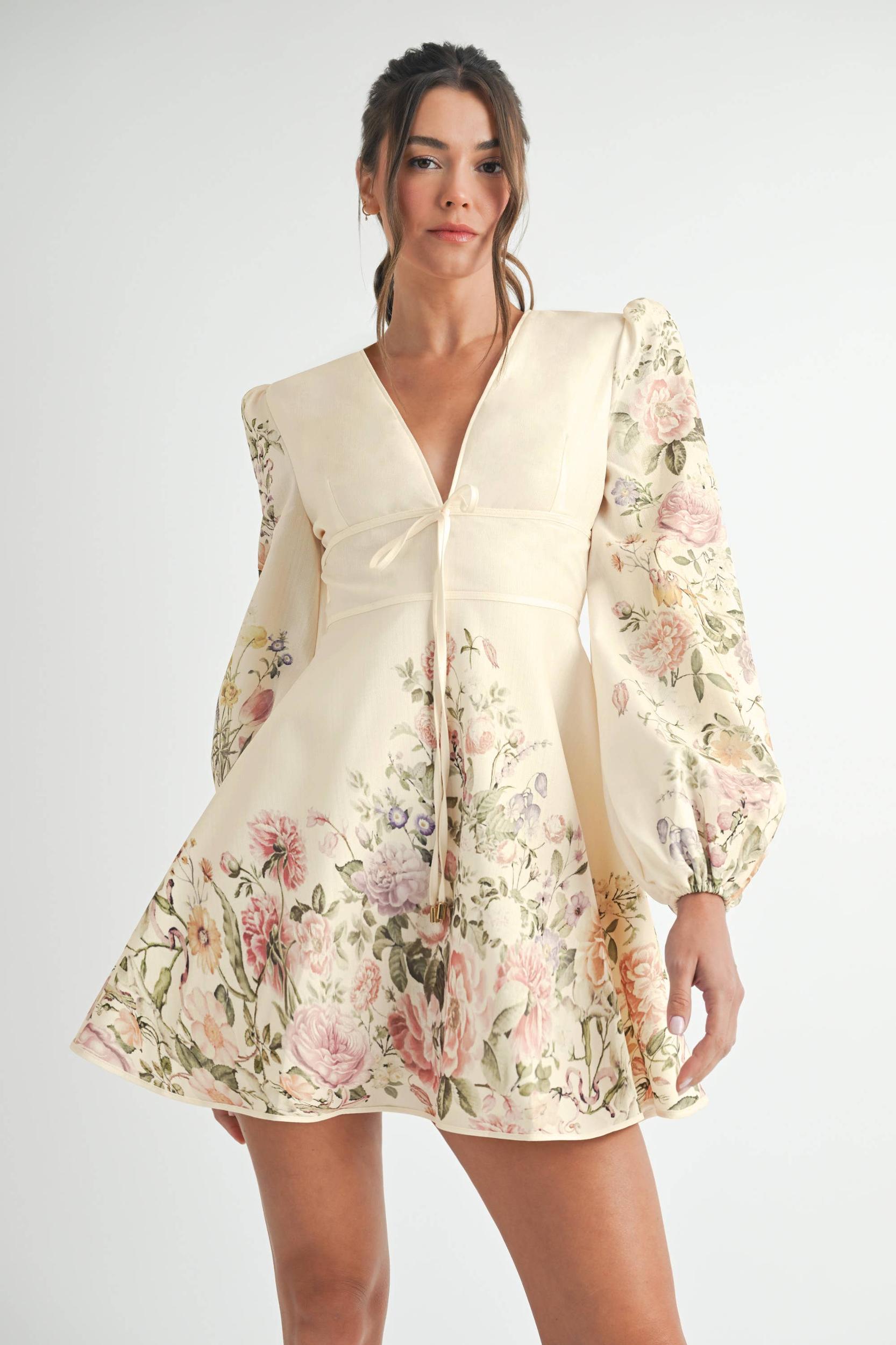 Floral Long Sleeve Mini Dress Product Image