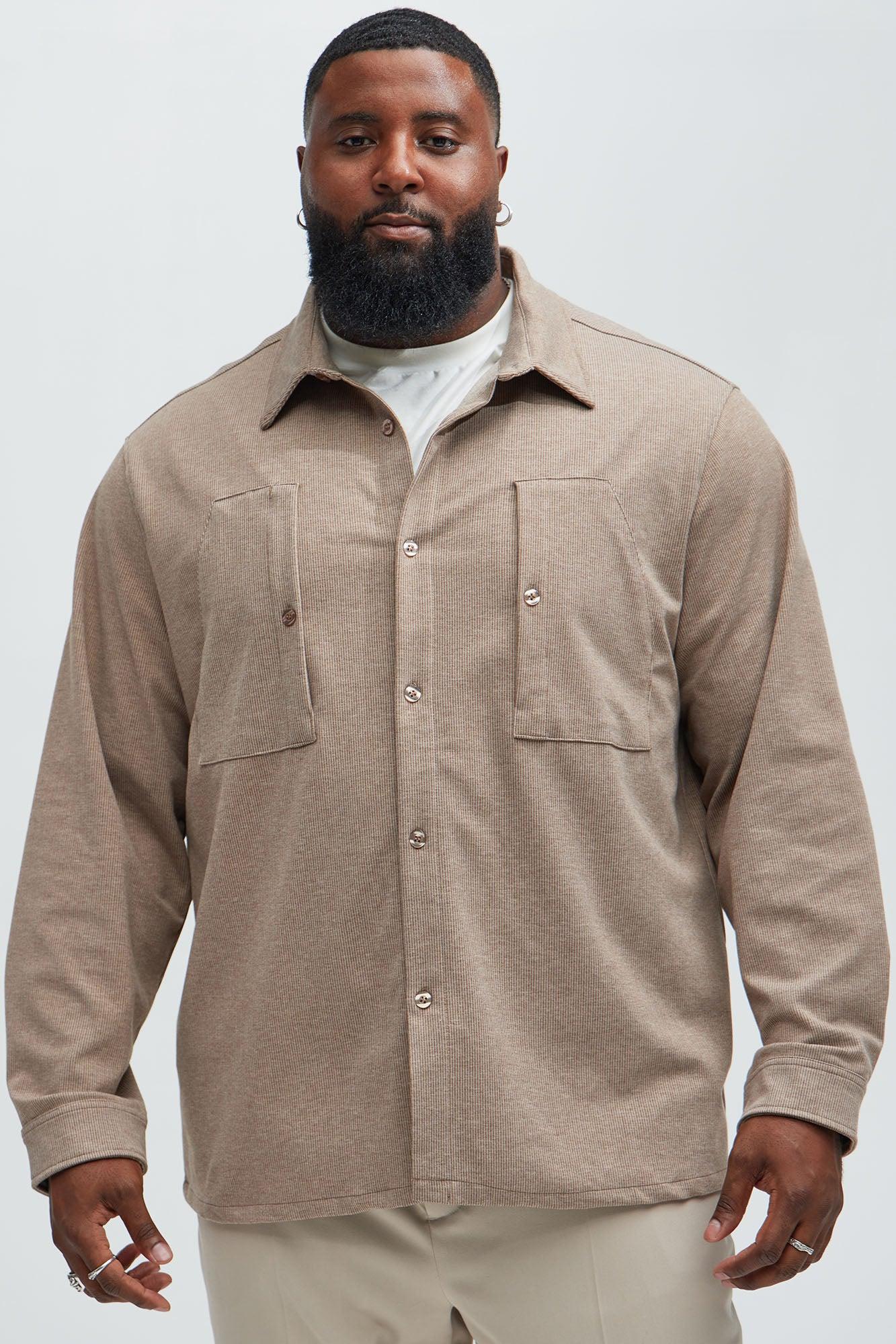 What U Need Stripe Button Up Shirt - Brown Combo Product Image